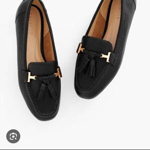 Talbots Black Leather Tassel Loafers
